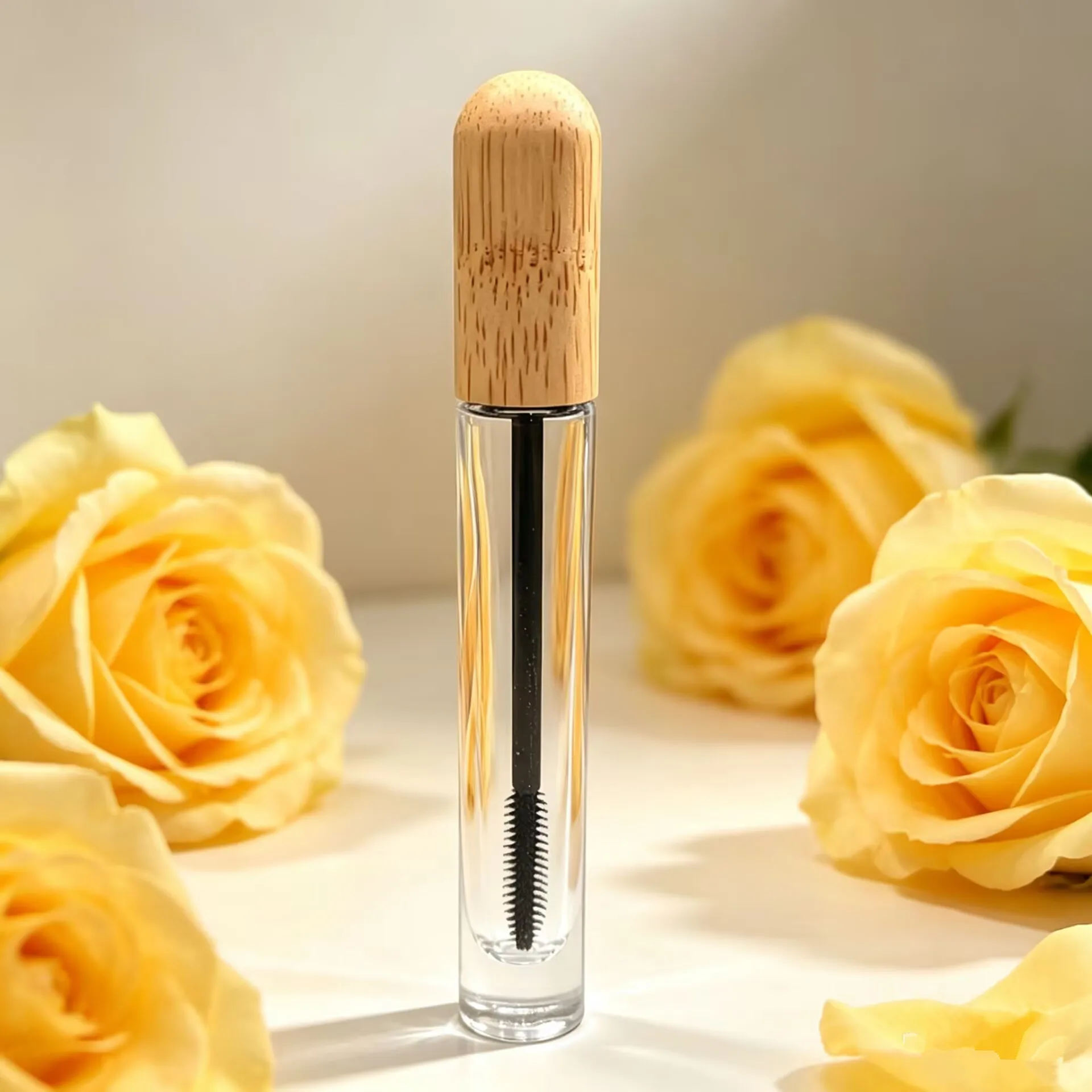 20pcs 10ml Mascara Tube Empty Tube Bamboo Cosmetics Packaging Bottle Transparent Glass Tube