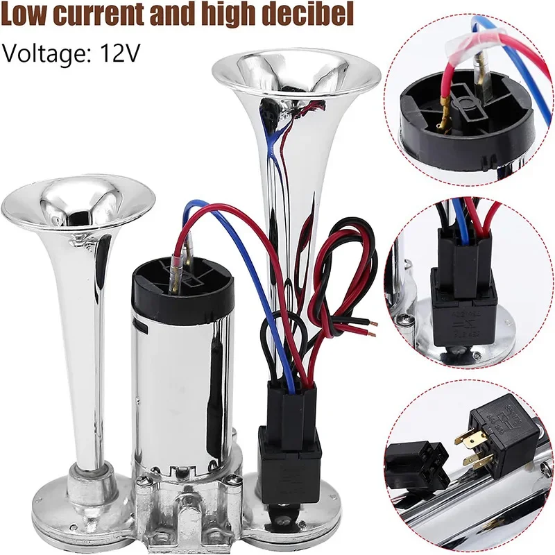 12v-600db-超大音量デュアルホーンスピーカー、コンプレッサー付きデュアル電動エアホーンキット、車、トラック、バイク用