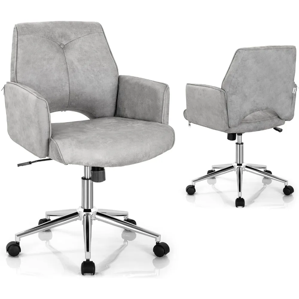

Home Office Desk Chair, Faux Leather Desk Chair with Wheels and Armrests, Height Adjustable, Modern Mid-Back Swivel Comp