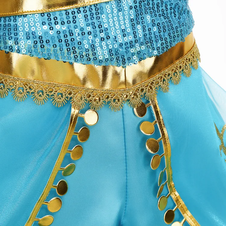 فستان أميرات ديزني ياسمين للفتيات أزياء علاء الدين السحري للمصباح السحري للفتيات في الهالوين للأطفال وأعياد الميلاد والرقص #6