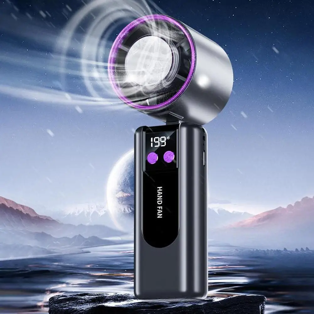Handheld Portable Mini Cooling Fan 199-speed High-speed Cooling Fan Usb Charging Digital Display Large Wind Turbine