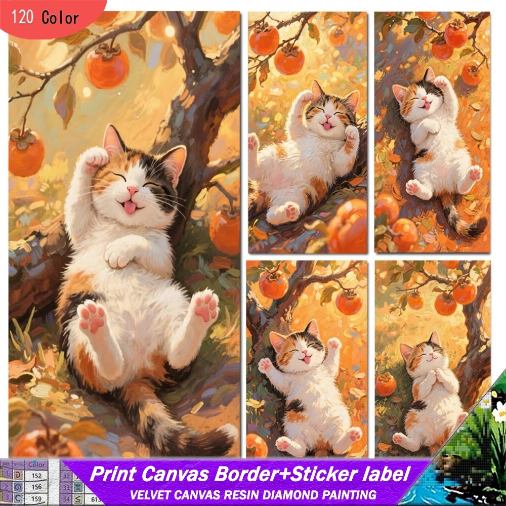

Cartoon Animal 120 Color Resin Diamond Painting With Stickers 5D DIY Diamond Embroidery Cat Mosaic Set For Home Decoration Gifts