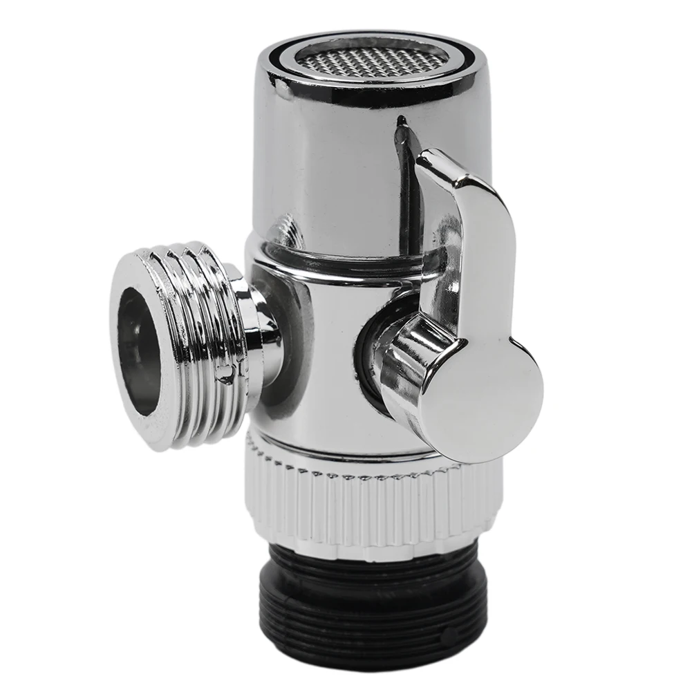 3 Way Diverter Valve Water Tap Connector, Kitchen Faucet Adapter Sink Splitter, Chrome Finish, M22 X M24 Connection Sizes