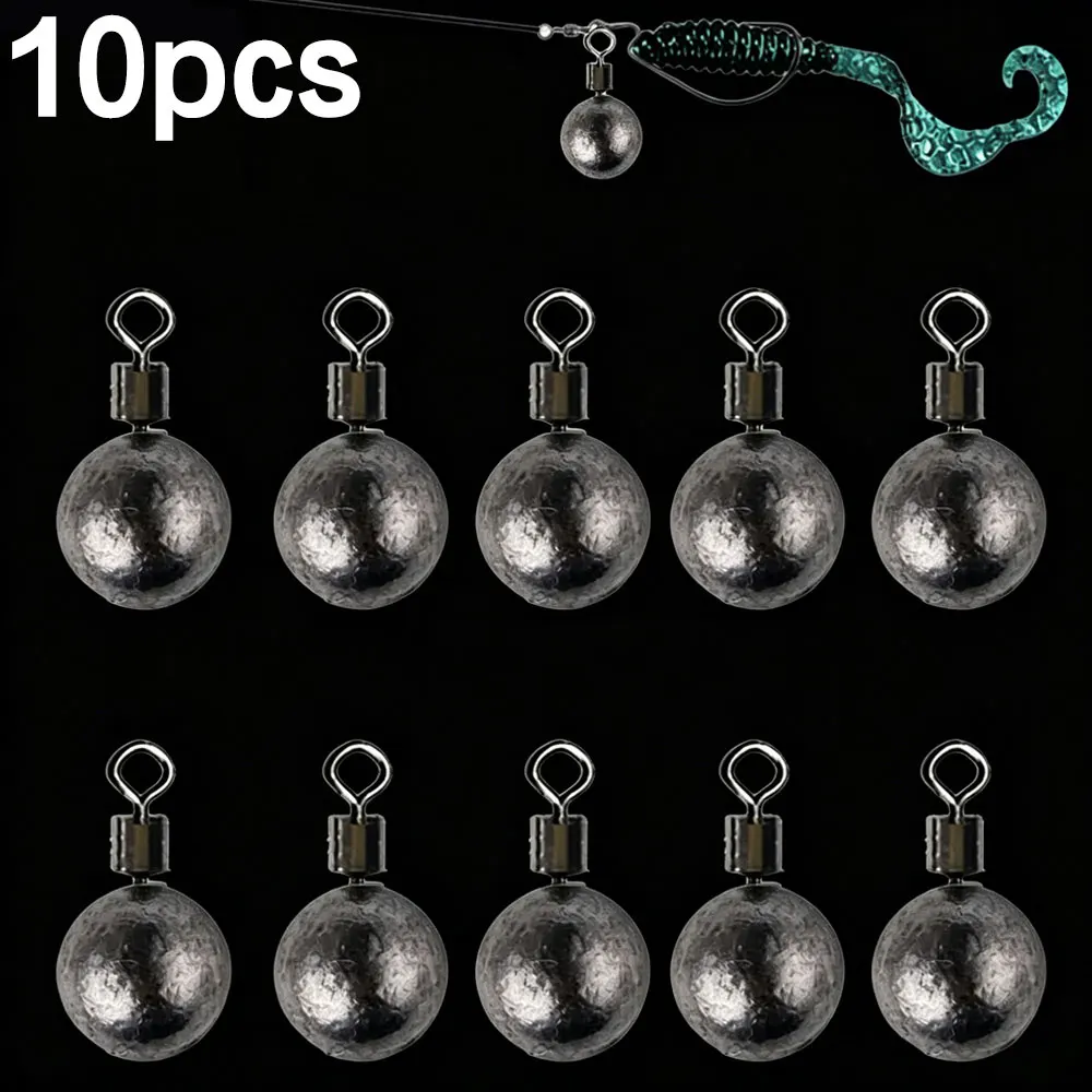10pcs 5-20g Round Ball Lead Sinker Fishing Weight with Swivel Loop Tackle Accessories for Carp Trout Bass Sea Fishing