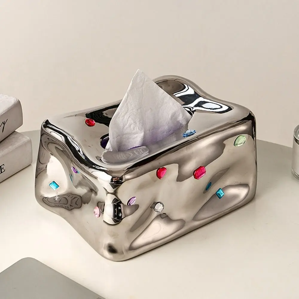 

Creative Ceramic Tissue Box INS Smooth Extraction Colored Stone Paper Dispenser Large Opening Multi-functional