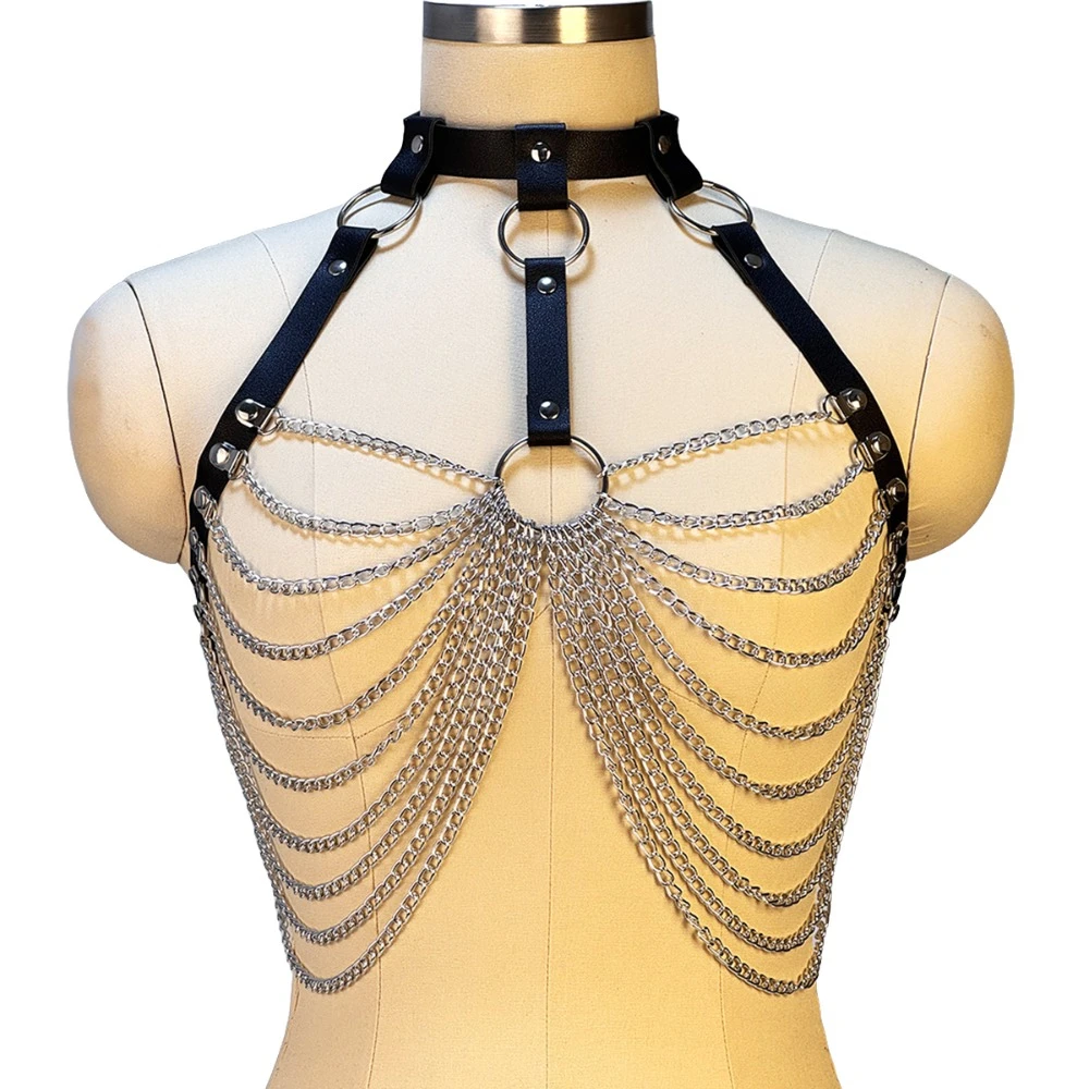 Damen Mode PU-Leder Harness-Gürtel Gotischer Street-Style Taillengürtel Exotisches Punk-Accessoire für Party und Alltag