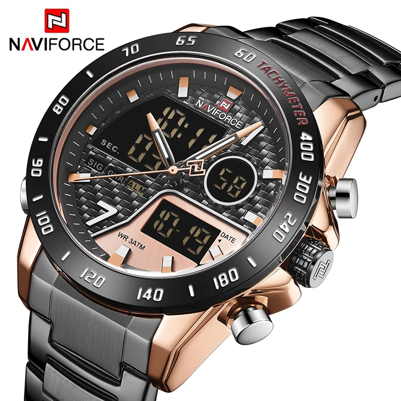 

NAVIFORCE Men's Watches Fashion Digital Sports Male Wrist Watch Stainless Steel Waterproof Quartz Analog Clock Relogio Masculino