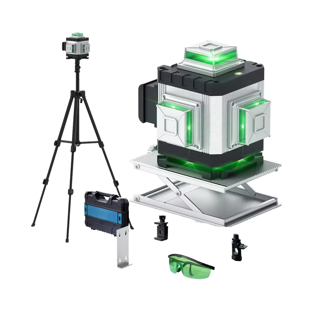 

【Hot】4-D Self-Leveling 16-Line Green La-ser Level Battery-Powered LED Measuring Tool for Construction Home Renovation