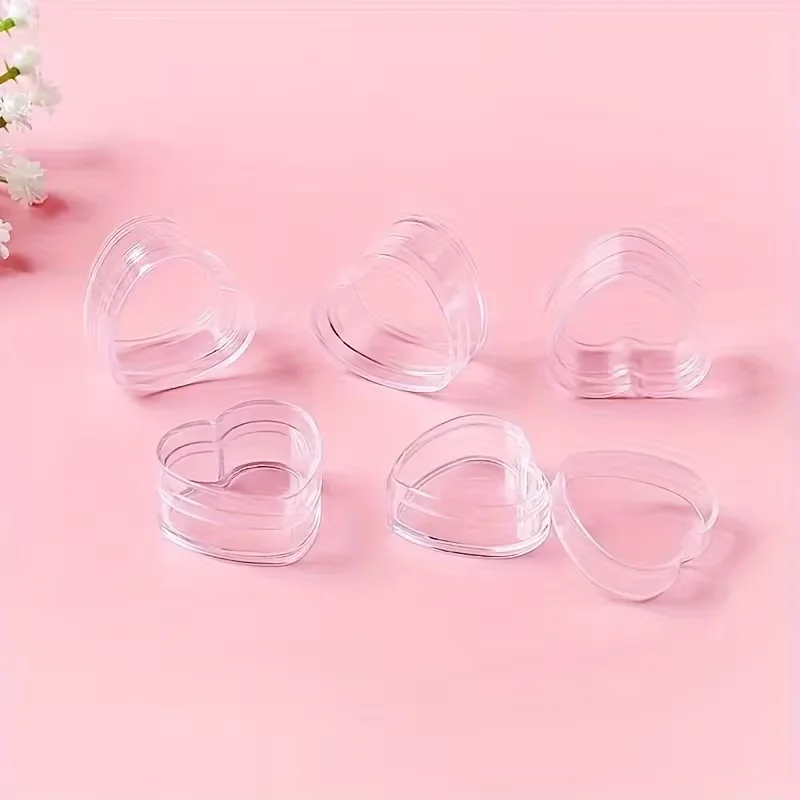 20-Pack Plastic Heart-Shaped Empty Bottles, Cosmetic Jars, Lip Balm/Cream Jars, Portable Refillable Bottle Set