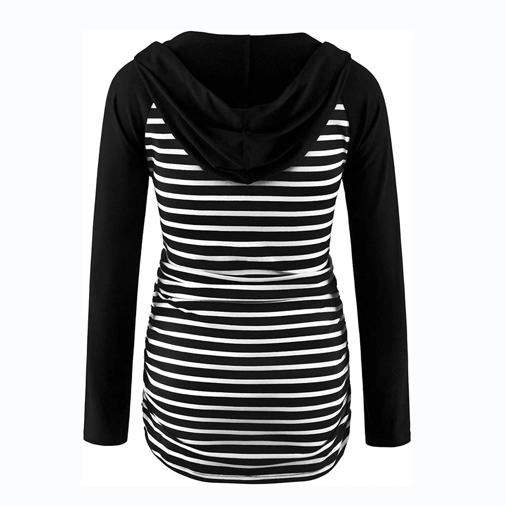 Frauen Mutterschaft Hoodies Gestreiften Druck Langarm V-ausschnitt Hoodie Sweatshirts Top Mama Schwangere Pflege Herbst Und Winter Kleidung – Detail 13