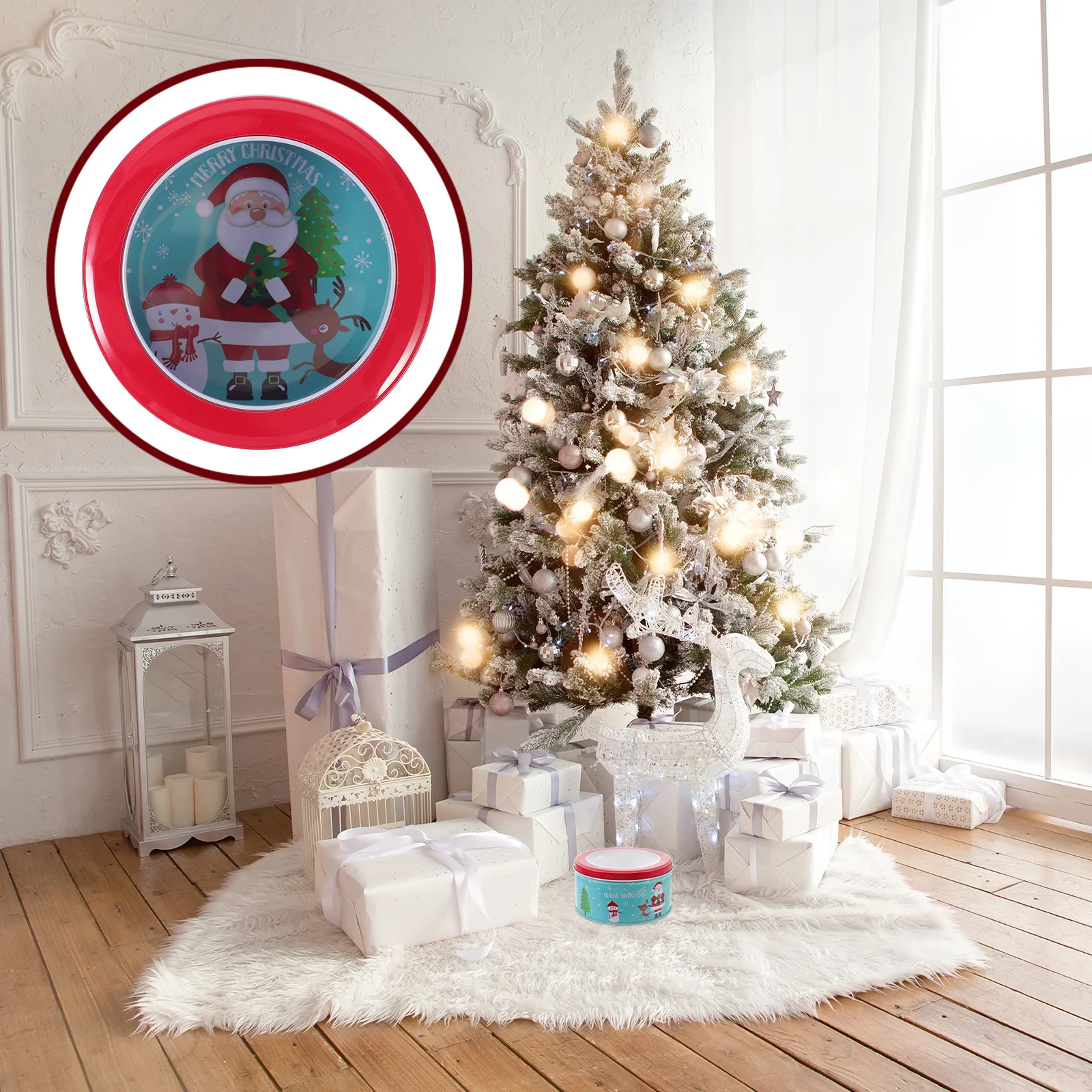 

1pc Sturdy Christmas Tinplate Cookie Box Festive Candy Storage Container Reusable Xmas Treat Case For Party Gift Packaging