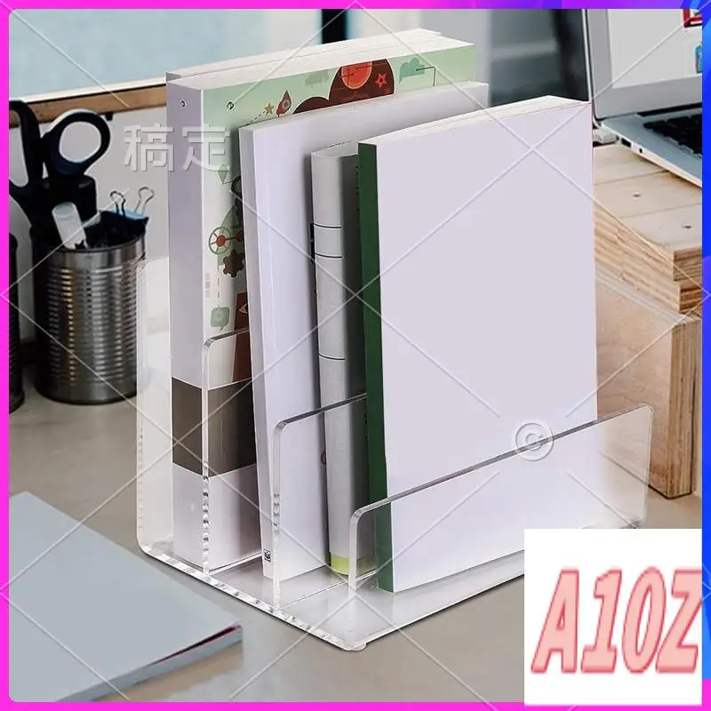 

0Z-1 PCS File Holder 3 Sections Vertical Desktop Organizer Transparent Acrylic For Documents Letter Book