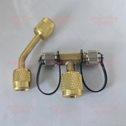 Mini Three-Way Valve Vacuum Gauge, Vacuum Gauge Adapter for Refrigeration Vacuum System