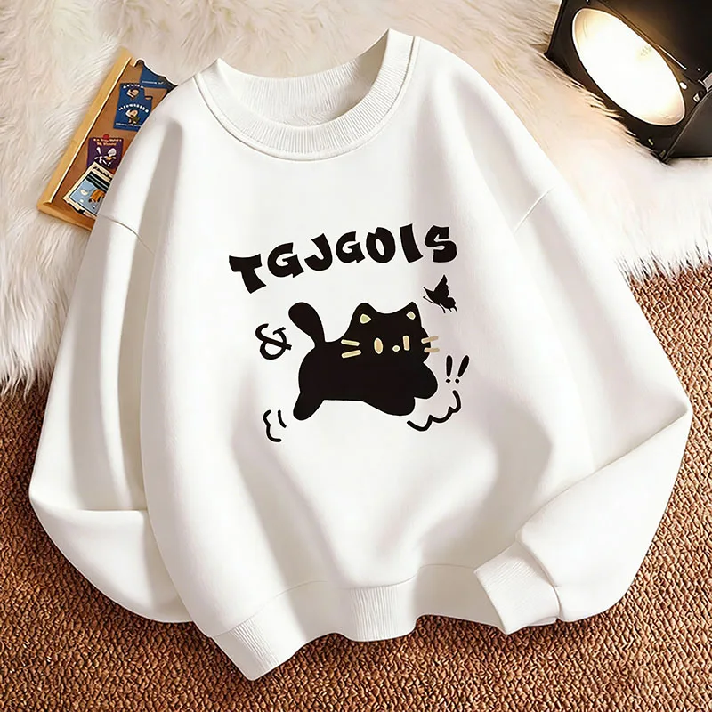 Pullover Cartoon Cute Cat Graphic Design Hoodie Kids Cat Children's Sweatshirt Hoody for Boys Girls Autumn Winter Casual Hoodies