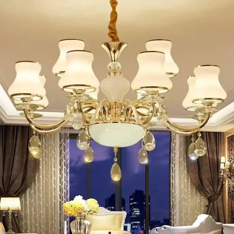 European-Style Living Room Lamp Home Lighting Master Bedroom LED Restaurant Branch-Shaped Crystal Chandelier