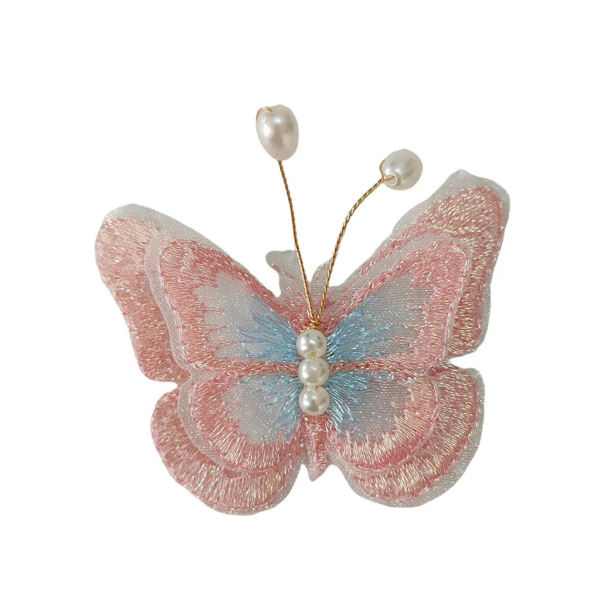 10PCS Double embroidery mesh pearl butterfly accessories diy children\'s hair accessories clothing shoes and socks bag accessorie