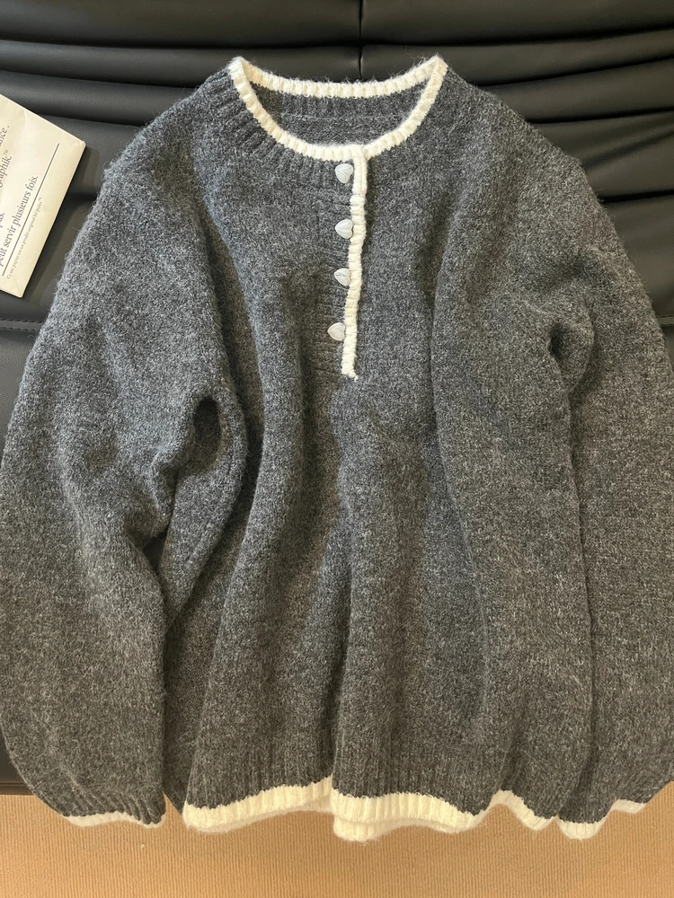 

Korean Chic Lazy High-End Color Blo Soft Sweater Men Women Autumn Winter Loose College Sle Knitted Jaet Casual Warmth