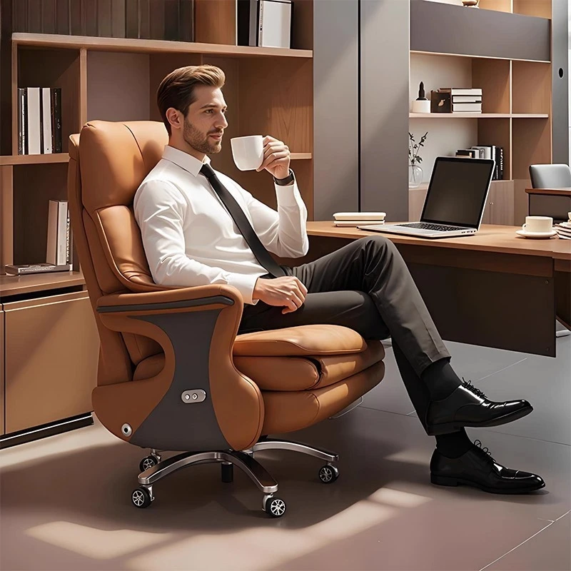 レザー製リクライニング快適電動マッサージアームチェアデスクオフィスチェアゲーマーコンピューター人間工学に基づいたゲーミングチェア