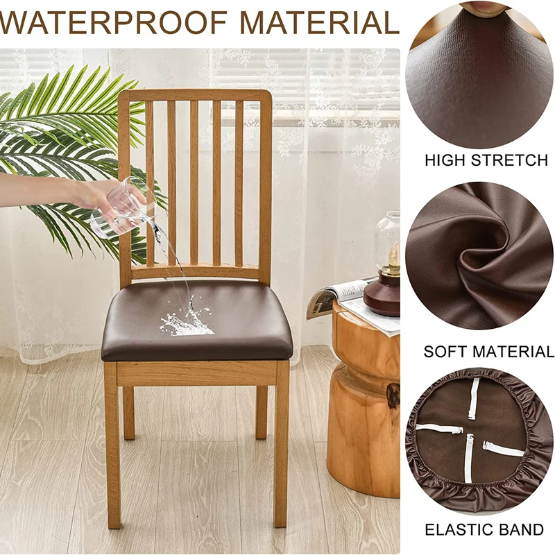 100% waterproof PU seat cover chair slipcovers for dining room chair protector chair cover elastic solid stretch chair cover