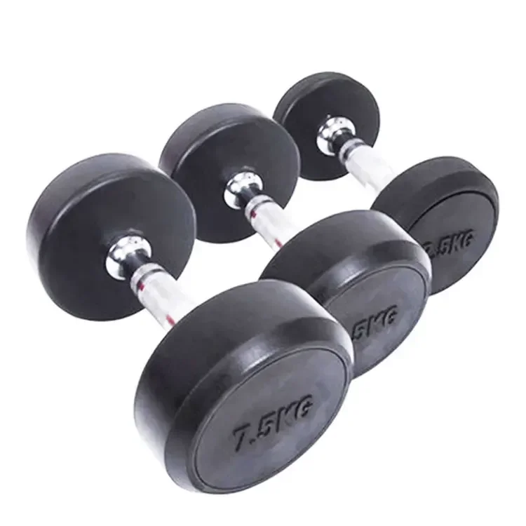 5-10kg gym home dumbbell plastic black fixed dumb round head dumbbell fitness equipment commercial fitness dumbbells.