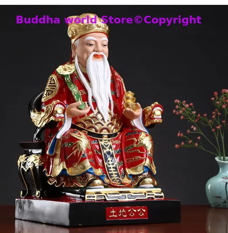 HOME SHOP Company Shrine TOP grade gilding brass God of wealth Mammon TU DI GONG CAI SHEN statue bring treasure money Good luck