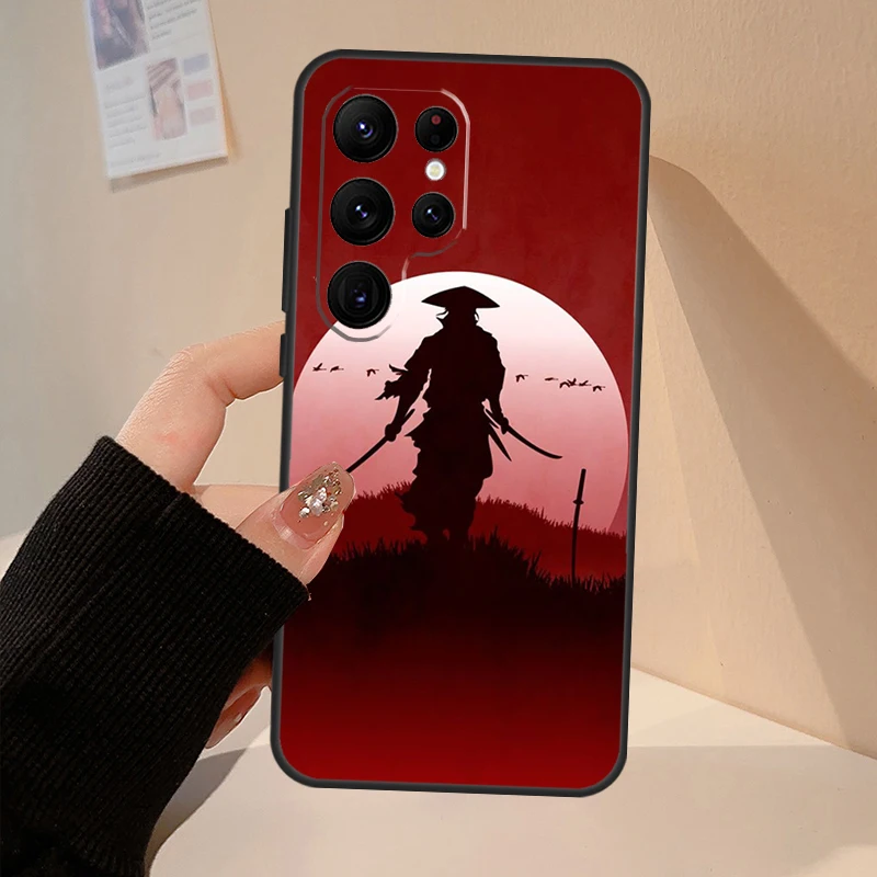 Japan Ninja Samurai Red Sun Phone Case For Samsung Galaxy S20 FE S21 S22 S23 Ultra S8 S9 S10 Note 20 10 Plus Fundas