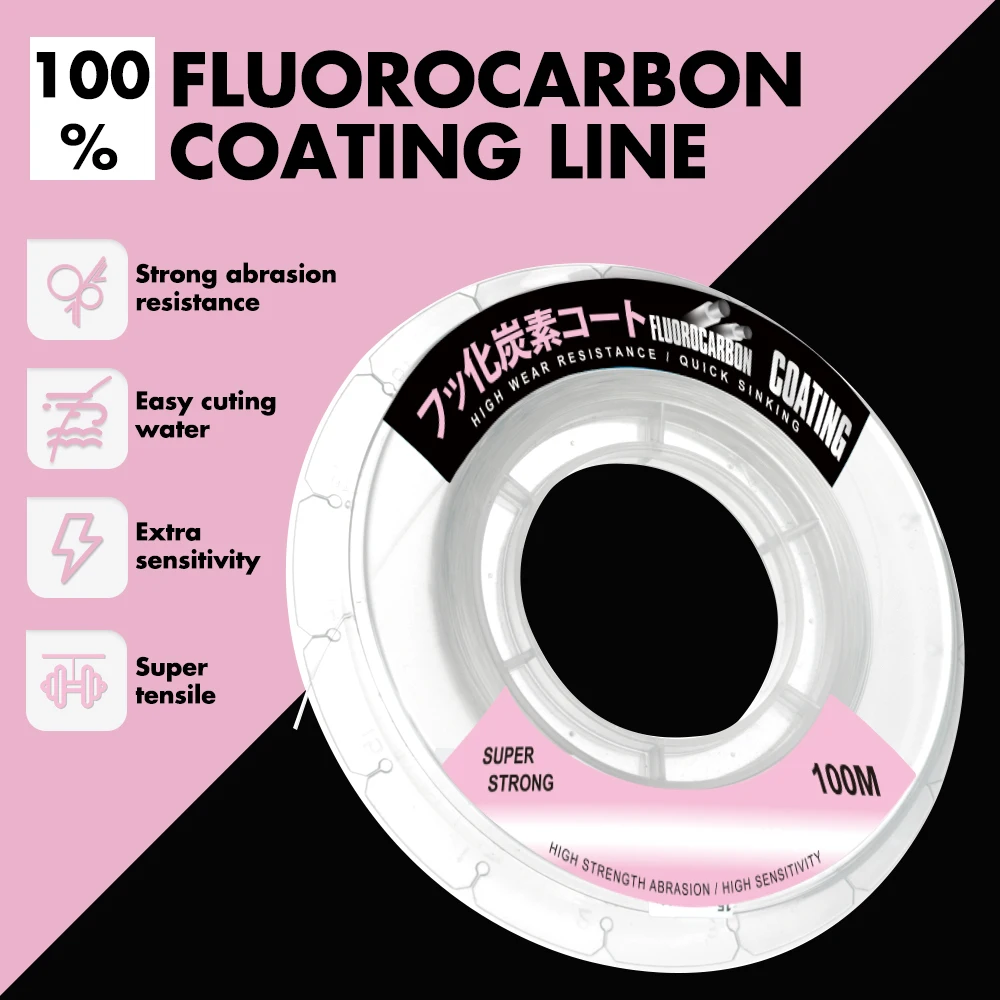 ZUKIBO 100% Japan Fluorocarbon Coating Fishing Line Fluorocarbon Leader Nylon Monofilament Fishing Line High Abrasion Resistance