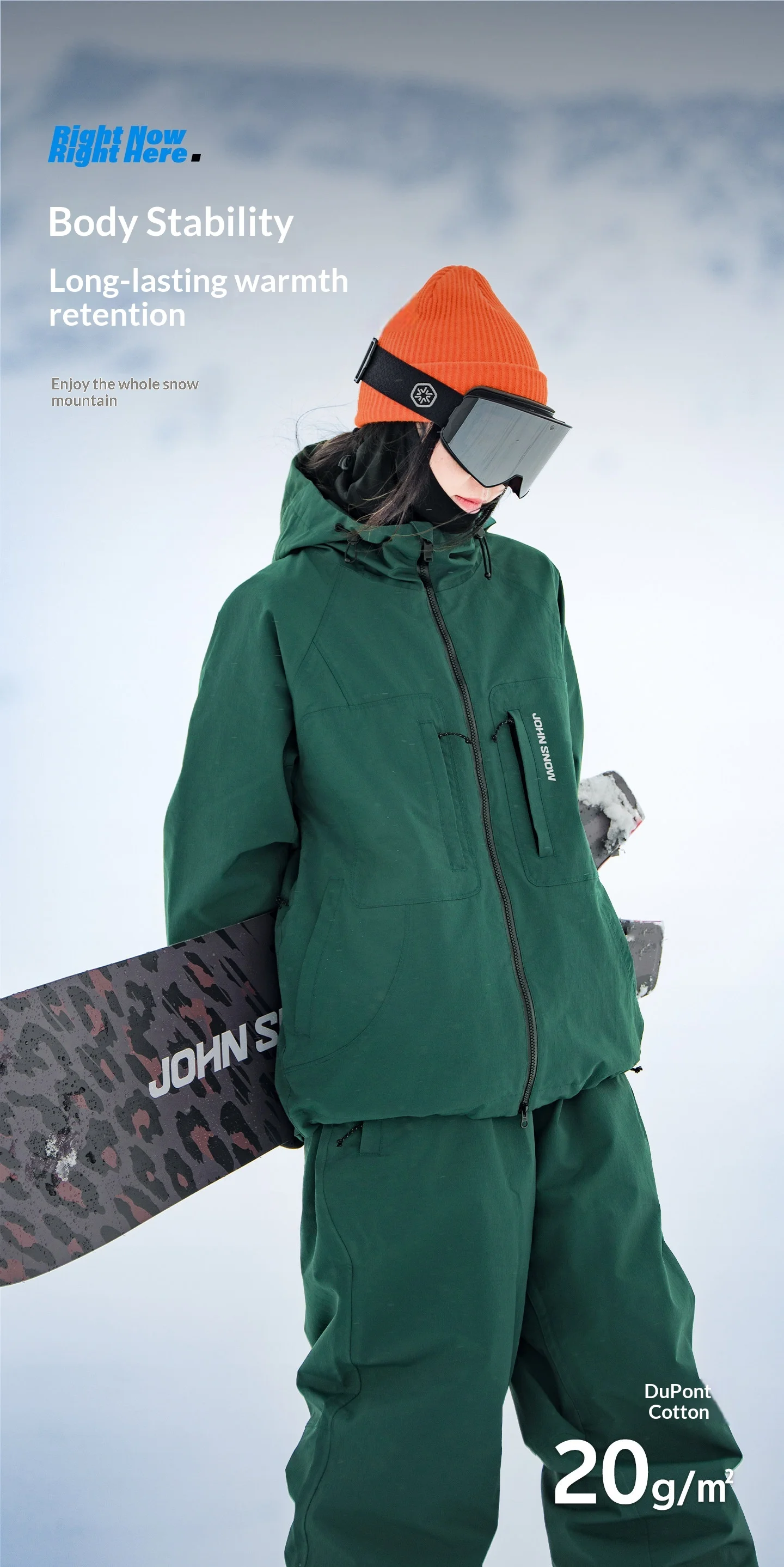 2026 John Snow Unisex 3L Vollständig Versiegelter Skianzug Wasserdicht Winddicht Warm Atmungsaktiv Ski- & Snowboard-Outdoor-Jacke und Hosen-Set – Detail 9
