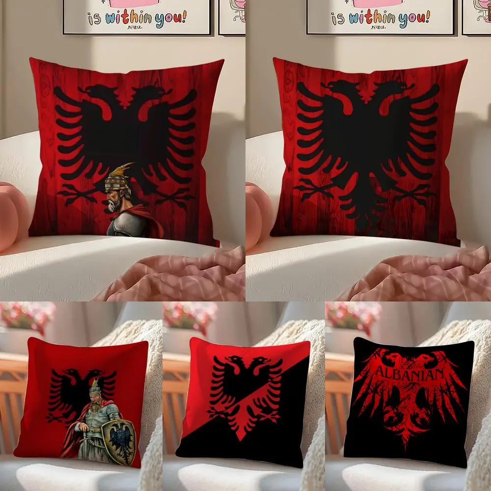 A-AlbaniaS Flag Cushion Cover Linen Pillowcase Cover Soft Decor for Sofa Home Room