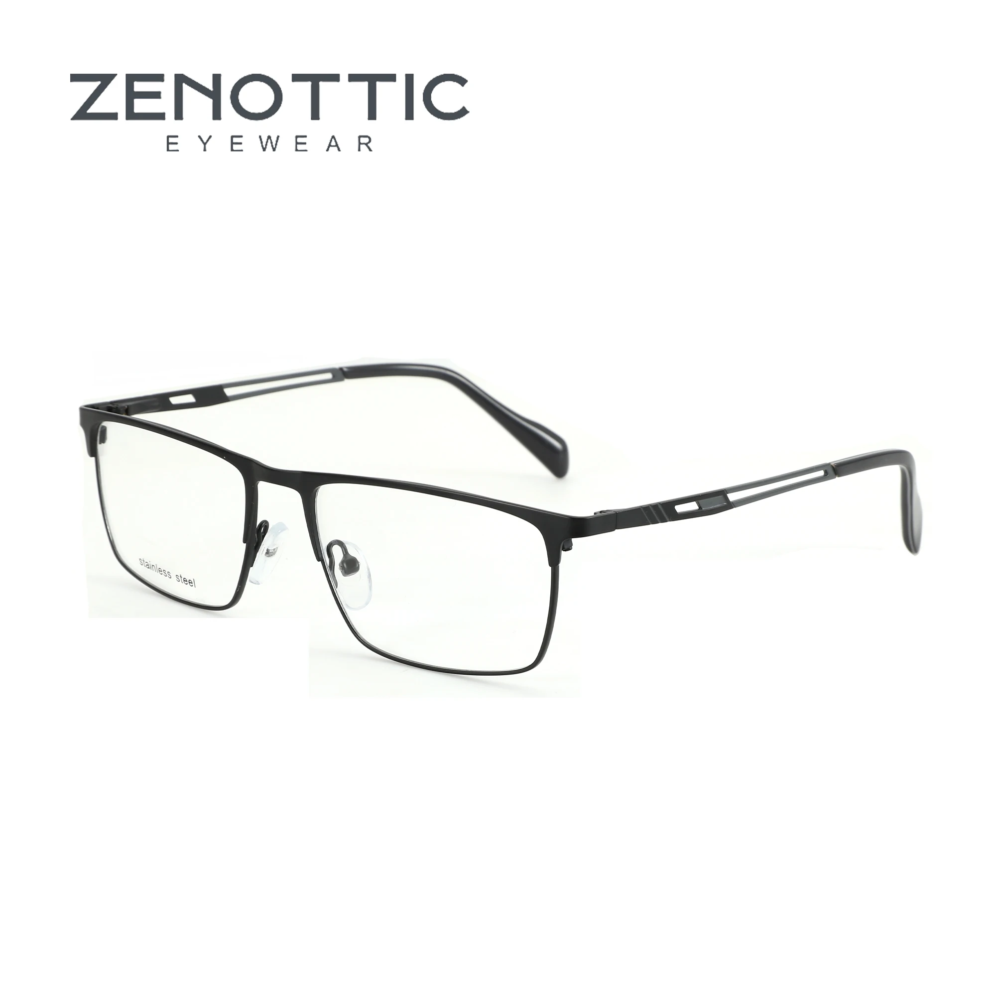 ZENOTTIC Business Half-frame Optical Glasses Frame Fashion Male Square Eyewear Ultralight Metal Non-Prescription Eyeglasses