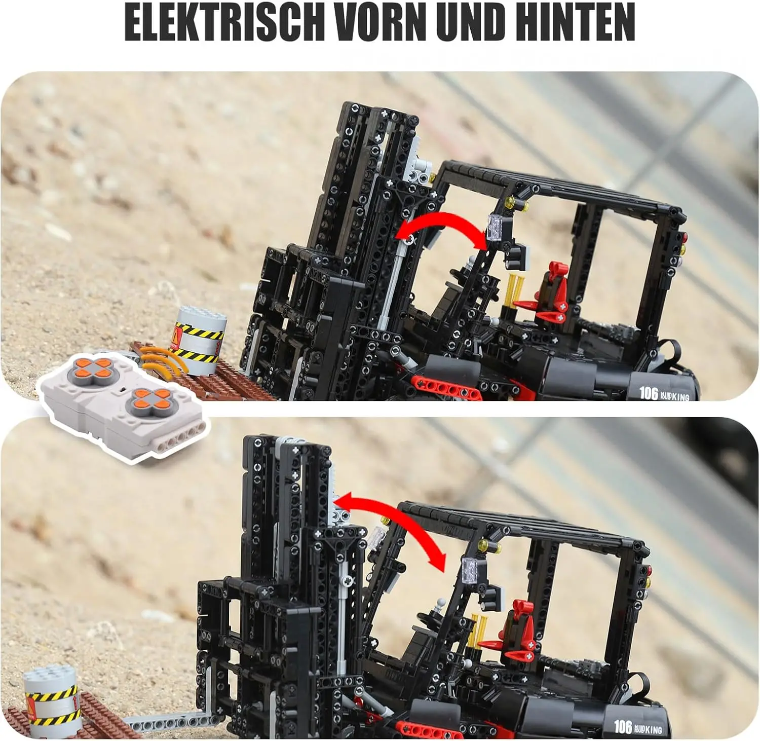 Gabelstapler-Baustein-Set, MOC-Fernbedienung, robustes Regal, angehobenes LKW-Modell, Spielzeug, Geschenkspielzeug für Kinder ab 8 Jahren