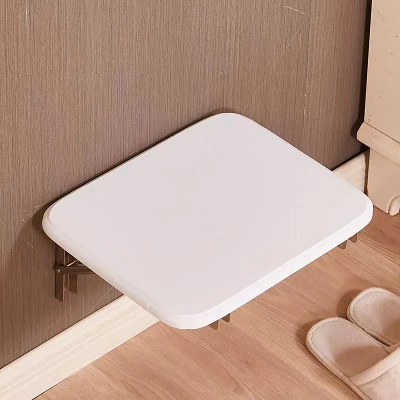 Wall Mounted Wood Folding Chair Door Shoe Folding Stool Household   Hidden Footstool Casual Porch Shoe Changing Stool Furniture