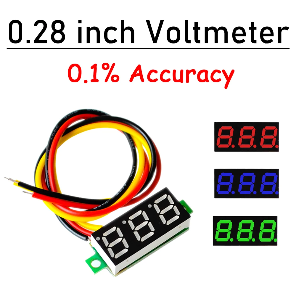 0.28 calowy cyfrowy woltomierzem LED DC 0-500V 300V 0-200V 0-100V 0-30V napięcie woltowe miernik panelu monitorowanie baterii DC 5V 12V mały rozmiar