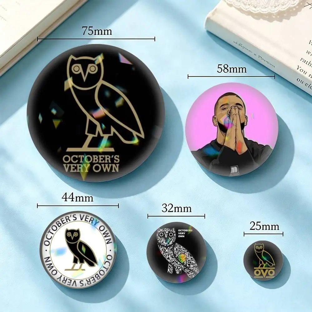 Drake OvO OWL Logo 25mm 32mm 44mm 58mm 75mm Brooches Badges Pins for Accessories Gift