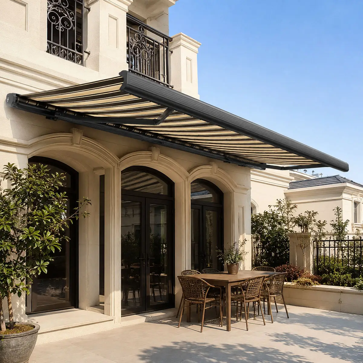 Household Entrance Rainproof Full Cassette Sunshade Hand Cranked High Quality Awning Wall Mounted Aluminum Frame Acrylic Canopy