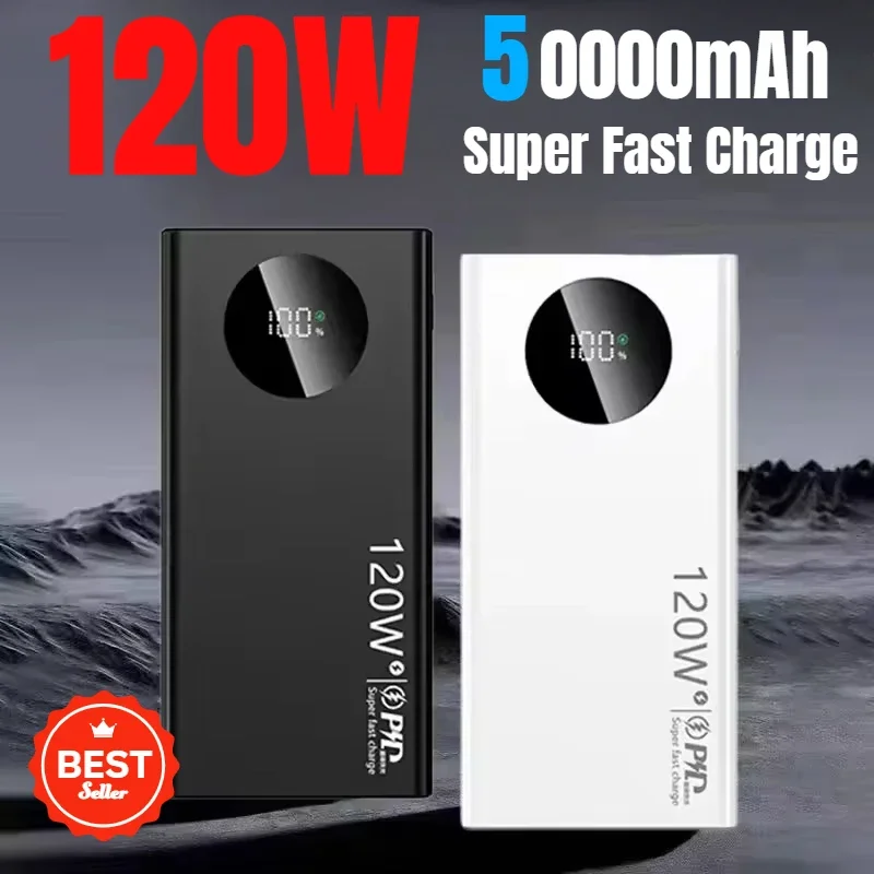 

50000mAh Fast Charging 120W Power Bank Digital Display Large Capacity Mobile External Battery for iPhone Xiaomi Samsung 2025 New