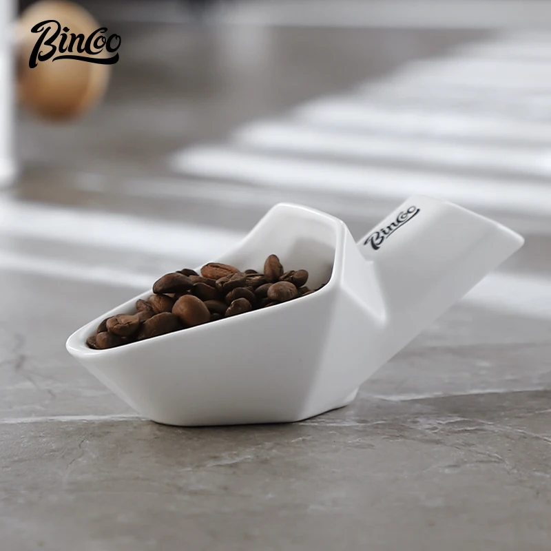 Bincoo Coffee Bean Spoon, Scale Bean Plate, Shovel-shaped Ceramic , Weighing Bean Saucer, Coffee Powder Quantitative Spoon, 20g