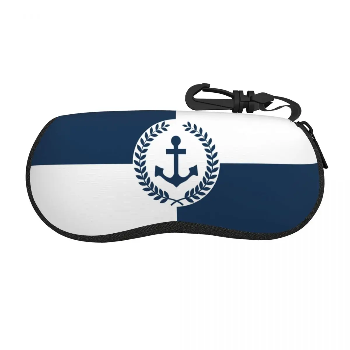 Custom White Navy Blue Nautical Anchor Sunglasses Soft Case Neoprene Zipper Shell Eyeglass Case Protective Box For Glasses