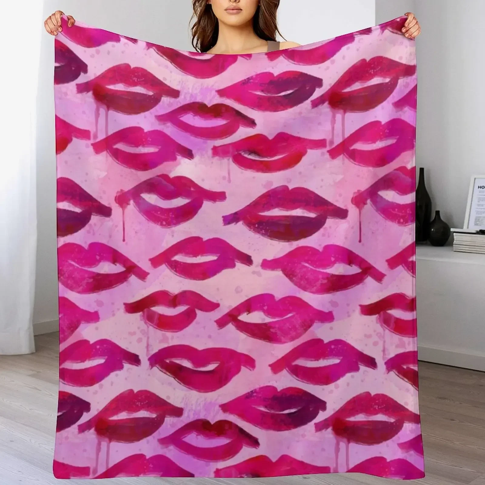

Luscious Lips Throw Blanket Lightweight Cozy Blanket for Bed Sofa