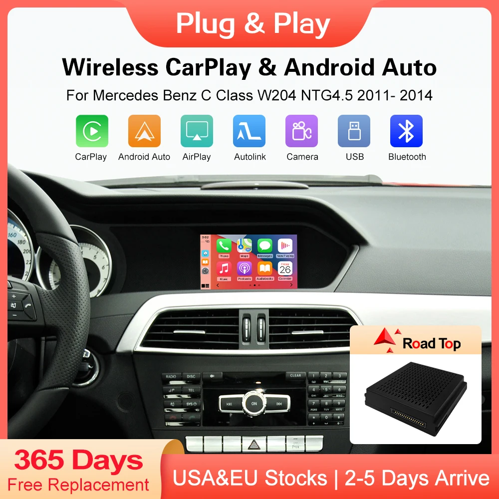 

Wireless CarPlay Android Auto for Mercedes Benz Class C W204 C204 S204 NTG 4.5 with Mirror Link AirPlay Navigation Functions