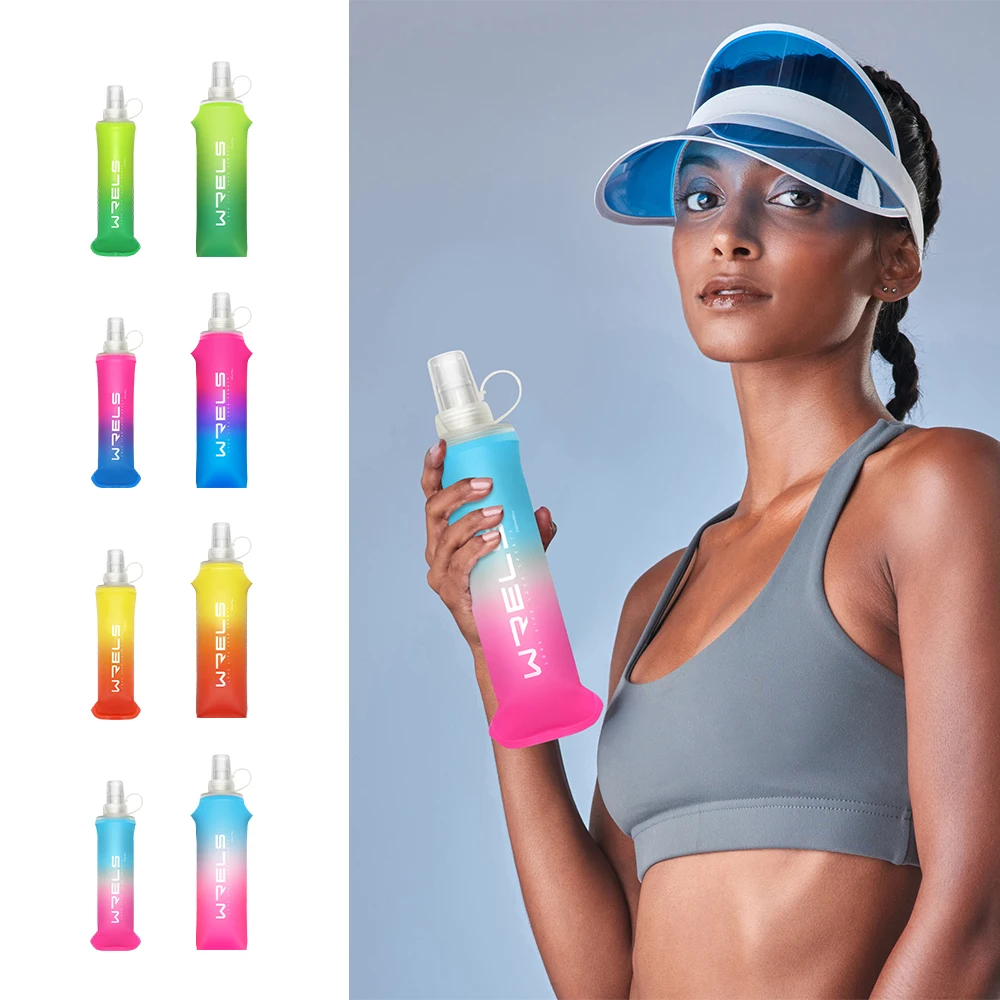 1pc Colorful Gradient Color Outdoor Convenient Folding Water Bottle for Cycling,Camping,Hiking,Running,Fitness,Travel