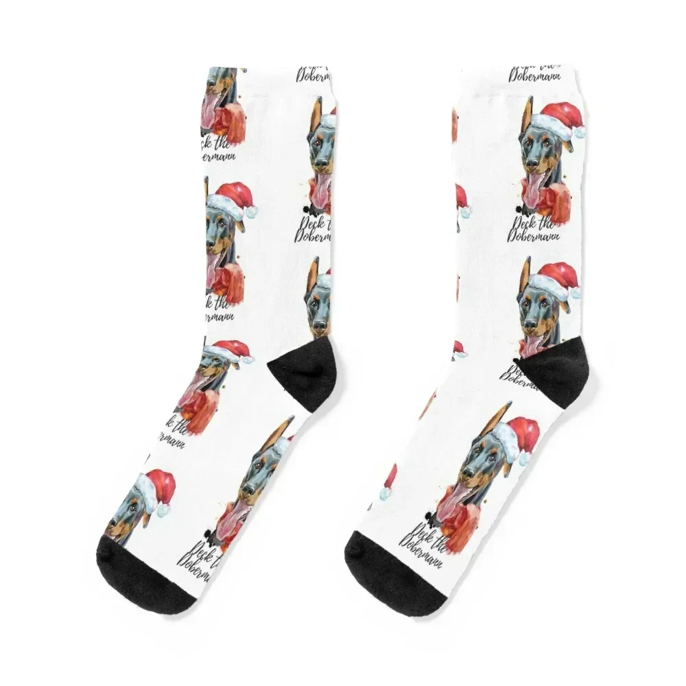 Deck the Dobermann Socks designer Rugby Stockings Socks Man Women's