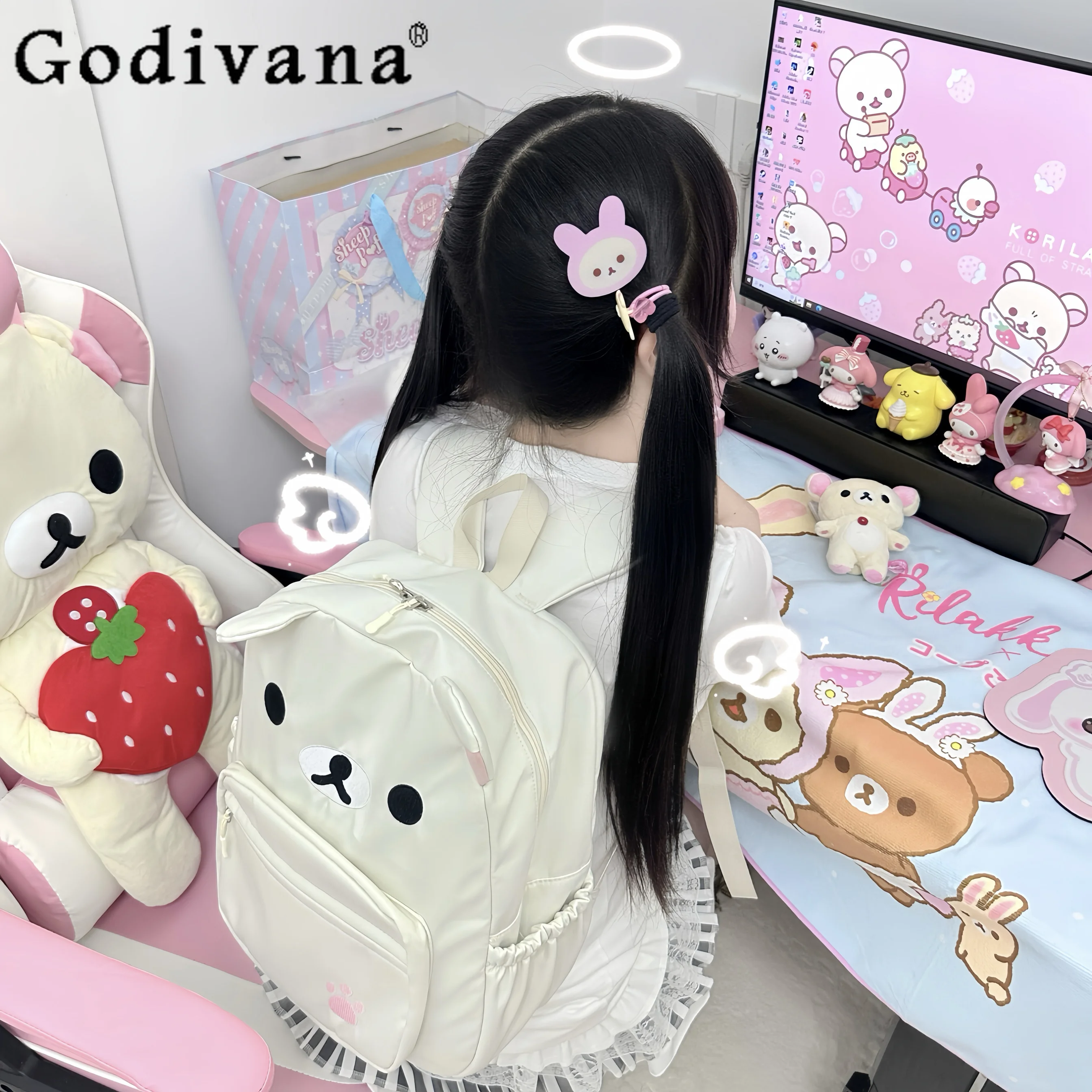 Original Design Japanese Style Kawaii Student Backpack for Women Cute Cartoon Shoulder Bag College Wind Y2k Bags