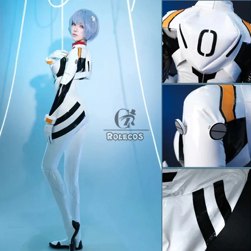 ROLECOS EVA Ayanami Rei Tuta da combattimento Costume Cosplay Ayanami Rei Costume Halloween Carnevale Festa Tuta per le donne Set completo