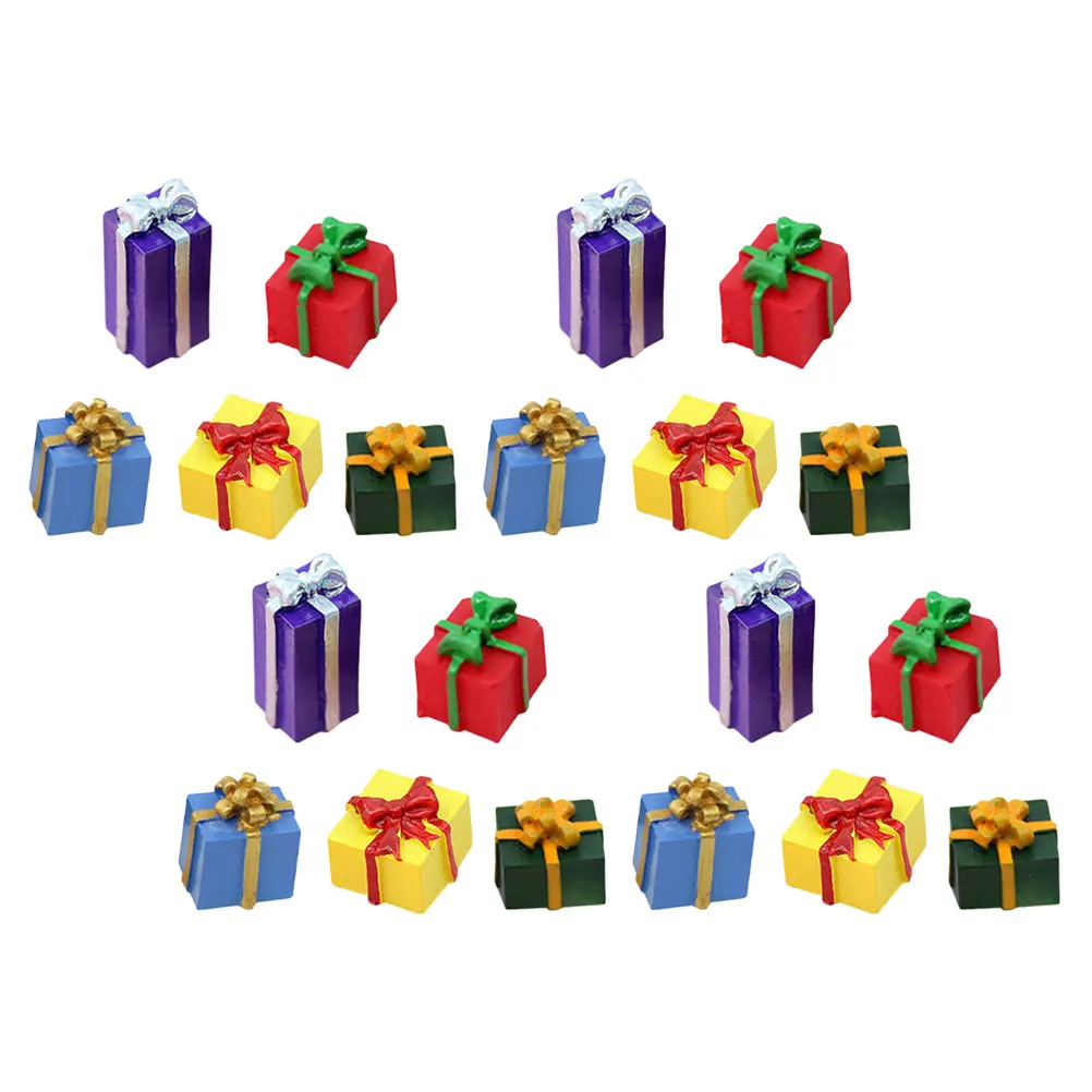 

40pcs Christmas Decoration Set Mini Boxes Dollhouse Figurines Festive Home Office Ornament Craft Accessory Tiny Resin Ornament