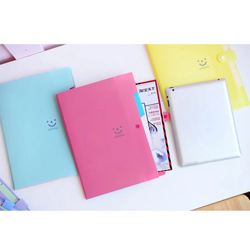 

Smile Plastic Expanding File Folder A4 Snap Closure Accordion Organizer Pocket Folder For Travel Office (Pink)