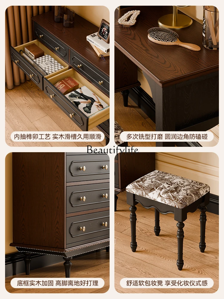 French solid wood integrated American retro corner chest storage two-in-one