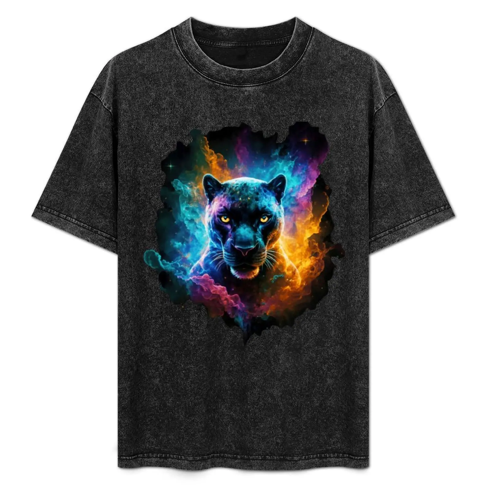 

Cosmic Colorful Black Panther T-Shirt Urban Casual Loose Fit Tee