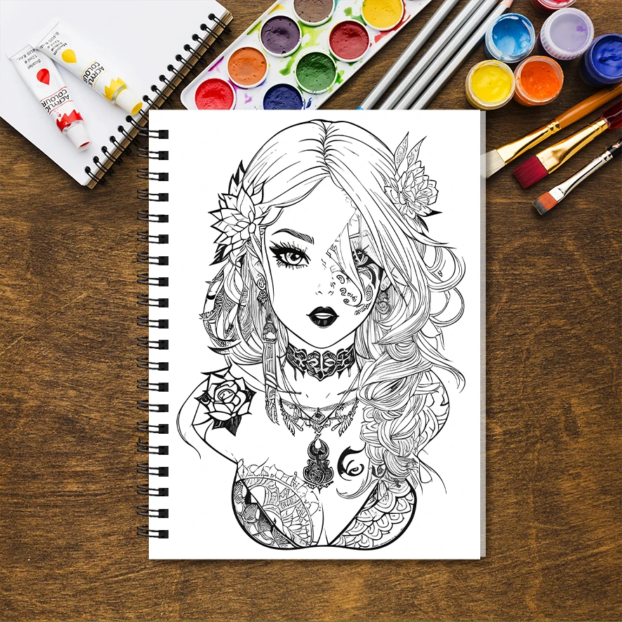 Animal Lady Adult Coloring Book - 8.3x 11.2 Inch 32 Page Coloring Book - Helps Reduce Stress and Ease Emotions