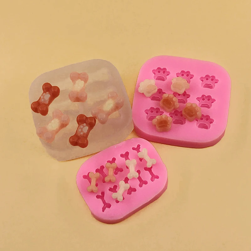 Cartoon Cat Claw Cute Dog Bone Silicone Mold DIY Fondant Cake Decoration Dessert making Mousse Cake ice cream mold  tool